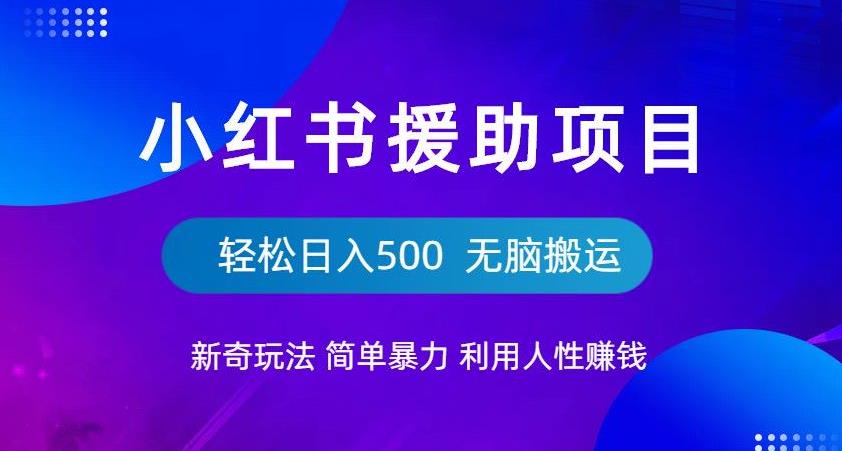 4896-20230712-小红书援助项目新奇玩法，简单暴力，无脑搬运轻松日入500【揭秘】