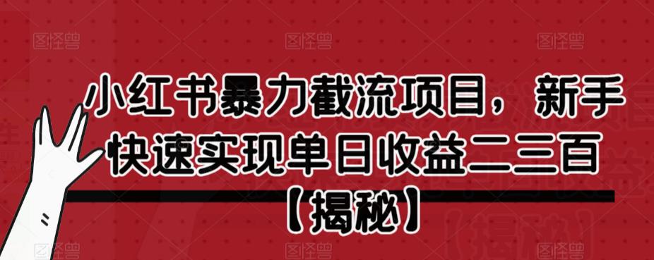 5086-20230723-小红书暴力截流项目，新手快速实现单日收益二三百【仅揭秘】