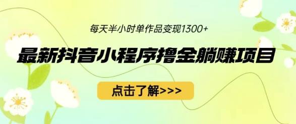 5035-20230720-最新抖音小程序撸金躺赚项目，一部手机每天半小时，单个作品变现1300+【揭秘】