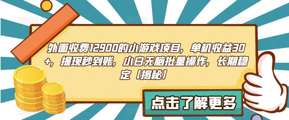 5201-20230727-外面收费1290的小游戏项目，单机收益30+，提现秒到账，小白无脑批量操作，长期稳定【揭秘】】