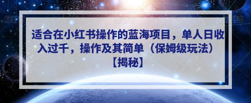 5208-20230728-适合在小红书操作的蓝海项目，单人日收入过千，操作及其简单（保姆级玩法）【揭秘】