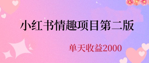 小红书青趣项目第二版⭐(6648期)最近爆火小红书情趣项目第二版，每天2000+