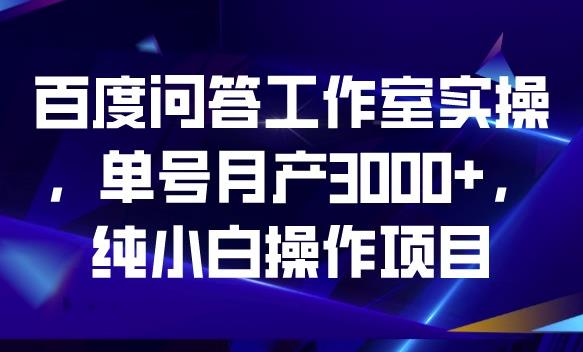 5330-20230802-百度问答工作室实操，单号月产3000+，纯小白操作项目【揭秘】