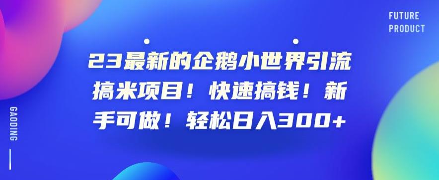 5590-20230807-23最新的企鹅小世界引流搞米项目！快速搞钱！新手可做！轻松日入300+【揭秘】