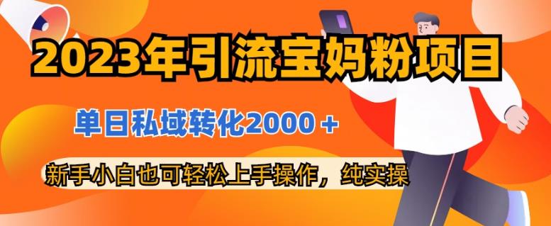 5759-20230814-2023年引流宝妈粉项目，单日私域转化2000＋，新手小白也可轻松上手操作，纯实操