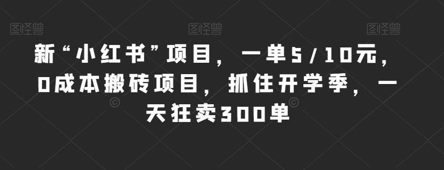 5794-20230815-新“小红书”项目，一单510元，0成本搬砖项目，抓住开学季，一天狂卖300单【揭秘】⭐新“小红书”项目，一单5/10元，0成本搬砖项目，抓住开学季，一天狂卖300单【揭秘】