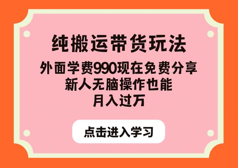 5872-20230818-纯搬运带货玩法，外面学费990现在免费分享，新人无脑操作也能月入过万【揭秘】