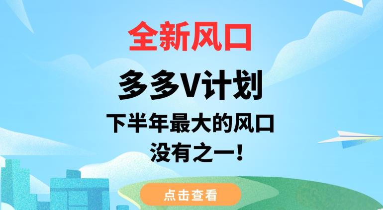 5938-20230822-全新风口，多多V计划，下半年最大的风口项目，没有之一【揭秘】