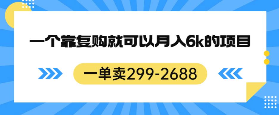 6087-20230829-一单卖299-2688，一个靠复购就可以月入6k的暴利项目【揭秘】