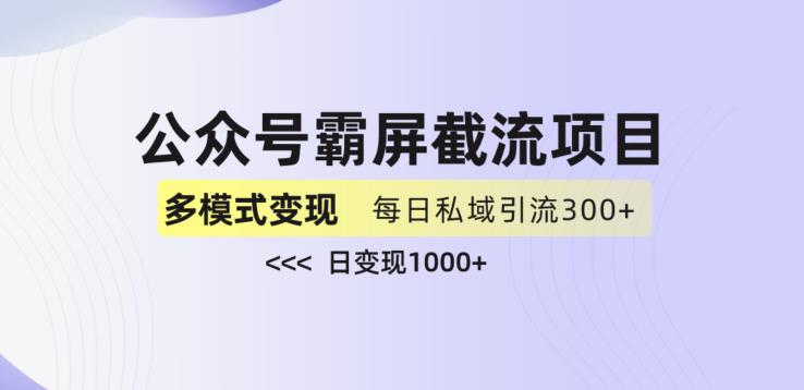 6092-20230829-公众号霸屏截流项目+私域多渠道变现玩法，全网首发，日入1000+【揭秘】】