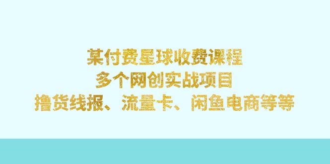 （7199期）网创训练营专栏内容⭐（7199期）某付费星球课程：多个网创实战项目，撸货线报、流量卡、闲鱼电商等等