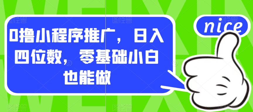 6585-20230912-0撸小程序推广，日入四位数，零基础小白也能做【揭秘】