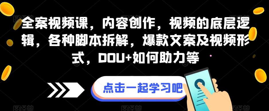 6748-20230917-全案视频课，内容创作，视频的底层逻辑，各种脚本拆解，爆款文案及视频形式，DOU+如何助力等