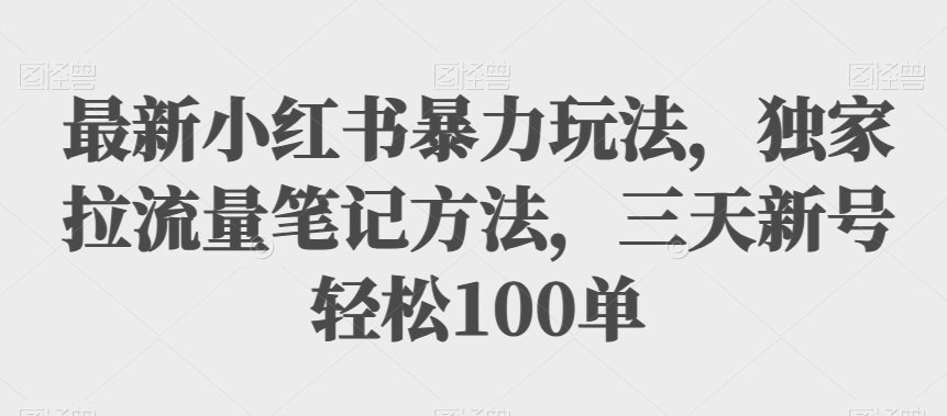 6781-20230918-最新小红书暴力玩法，独家拉流量笔记方法，三天新号轻松100单【揭秘】