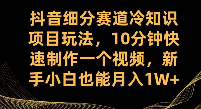 6881-20230921-抖音细分赛道冷知识项目玩法，10分钟快速制作一个视频，新手小白也能月入1W+【揭秘】