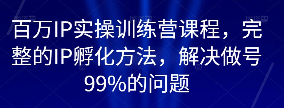 6964-20230924-百万IP实操训练营课程，完整的IP孵化方法，解决做号99%的问题