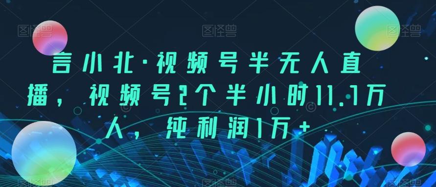 7229-20231005-言小北·视频号半无人直播，视频号2个半小时11.7万人，纯利润1万+