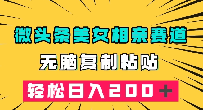 7602-20231018-微头条冷门美女相亲赛道，无脑复制粘贴，轻松日入200＋【揭秘】