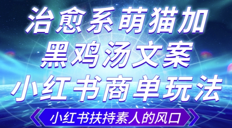 7870-20231029-治愈系萌猫加+黑鸡汤文案，小红书商单玩法，3~10天涨到1000粉，一单200左右