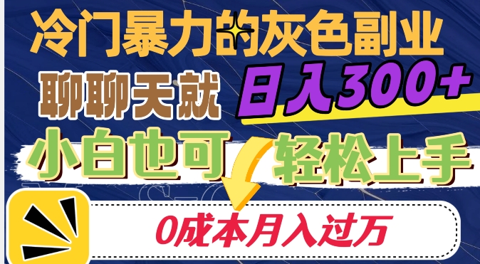 7902-20231030-冷门暴利的副业项目，聊聊天就能日入300+，0成本月入过万【揭秘】