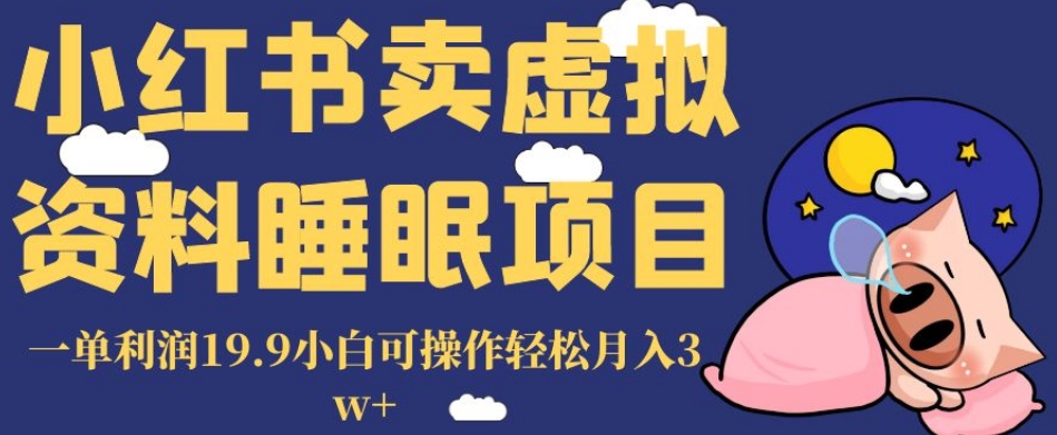 7909-20231030-小红书卖虚拟资料睡眠项目，一单利润19.9小白可操作轻松月入3w+【揭秘】