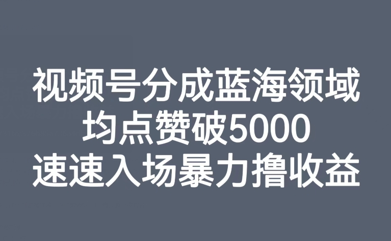 7945-20231031-视频号分成蓝海领域，均点赞破5000，速速入场暴力撸收益