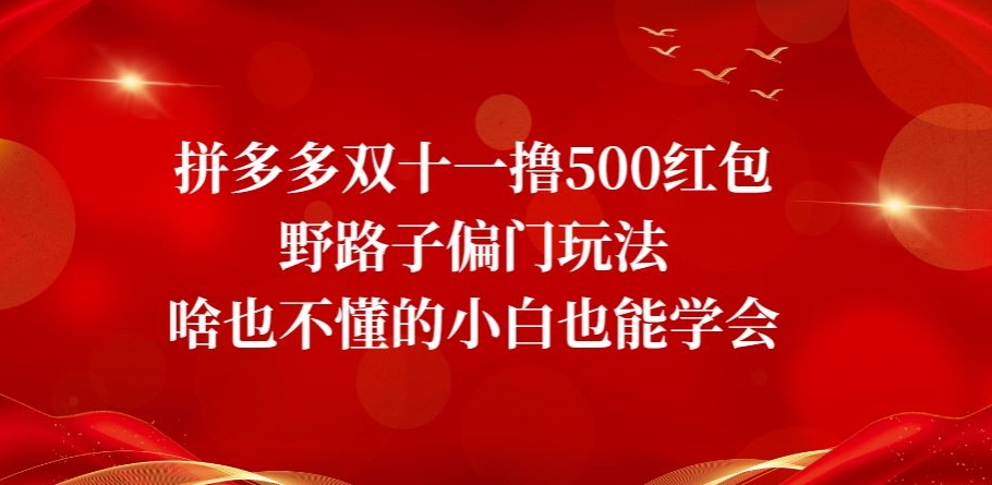 7996-20231102-拼多多双十一撸500红包野路子偏门玩法，啥也不懂的小白也能学会【揭秘】