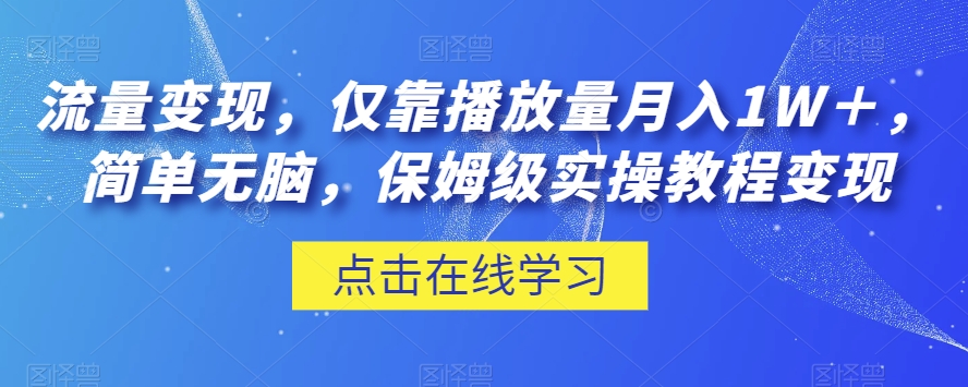 8032-20231104-流量变现，仅靠播放量月入1W＋，简单无脑，保姆级实操教程【揭秘】