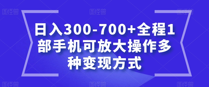 8047-20231105-日入300-700+全程1部手机可放大操作多种变现方式【揭秘】