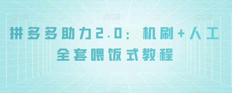 8129-20231110-拼多多助力2.0：机刷+人工全套喂饭式教程【揭秘】