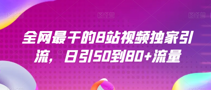 8174-20231113-全网最干的B站视频独家引流，日引50到80+流量【揭秘】