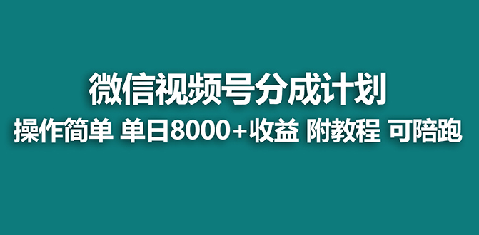 （7904期）【蓝海项目】视频号分成计划，单天收益8000+，附玩法教程！可陪跑