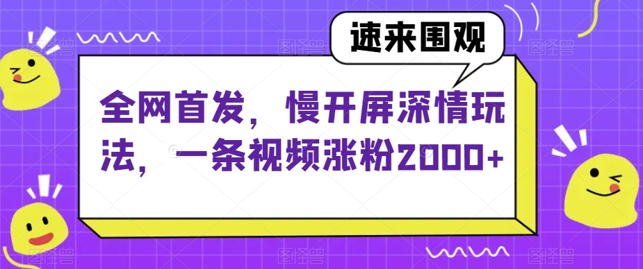 8246-20231119-全网首发，慢开屏深情玩法，一条视频涨粉2000+【揭秘】