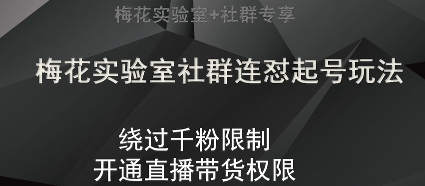 8301-20231123-梅花实验室社群连怼起号玩法，视频号绕过千粉限制，开通直播带货权限【揭秘】