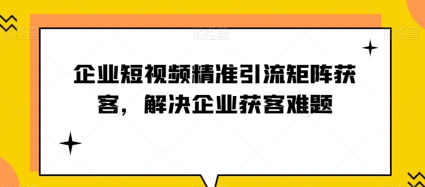 8324-20231124-企业短视频精准引流矩阵获客，解决企业获客难题