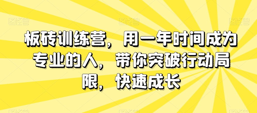 8764-20231129-板砖训练营，用一年时间成为专业的人，带你突破行动局限，快速成长