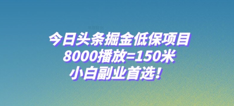 8791-20231130-今日头条掘金低保项目，8000播放=150米，小白副业首选【揭秘】