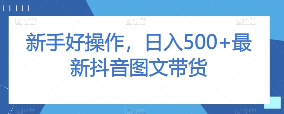 8837-20231203-新手好操作，日入500+最新抖音图文带货【揭秘】