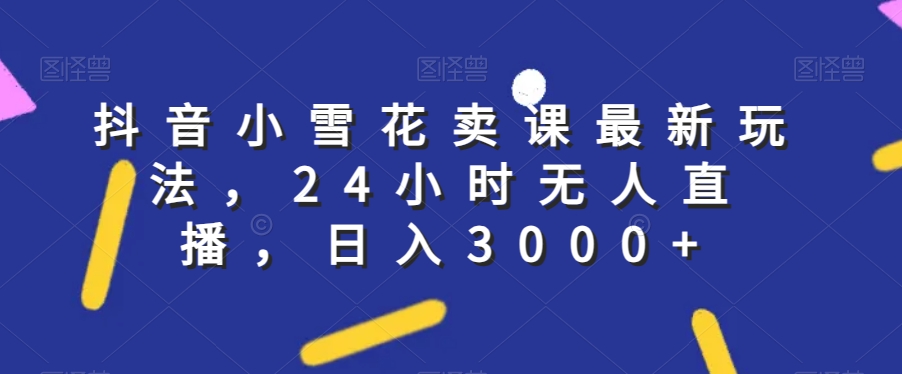 8900-20231206-抖音小雪花卖课最新玩法，24小时无人直播，日入3000+【揭秘】