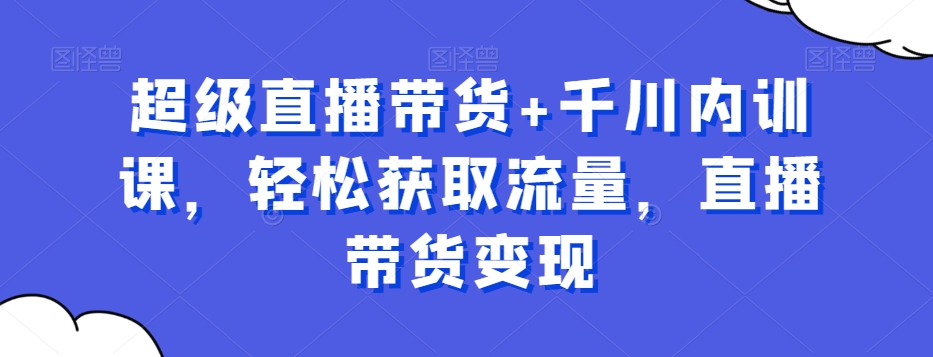 8942-20231208-超级直播带货+千川内训课，轻松获取流量，直播带货变现