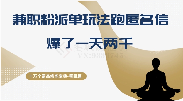 8996-20231211-十万个富翁修炼宝典之6.兼职粉派单玩法跑匿名信，爆了一天两千