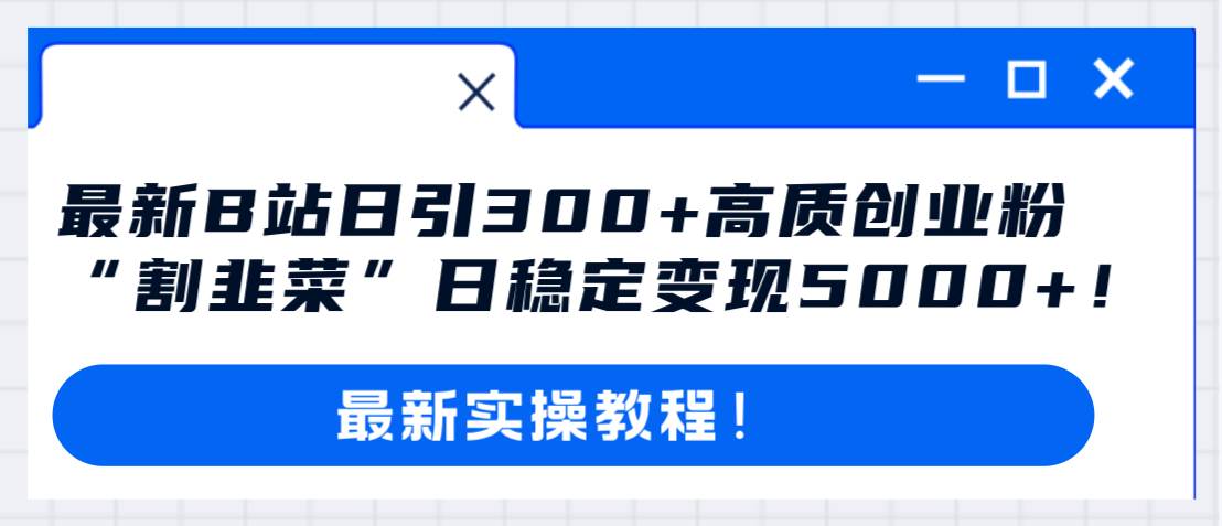 （8216期）A最新哔哩哔哩引流创业粉⭐最新B站日引300 高质创业粉教程！“割韭菜”日稳定变现5000 ！