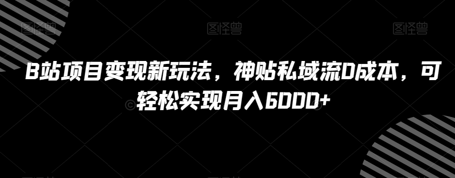 9448-20231214-B站项目变现新玩法，神贴私域流0成本，可轻松实现月入6000+【揭秘】