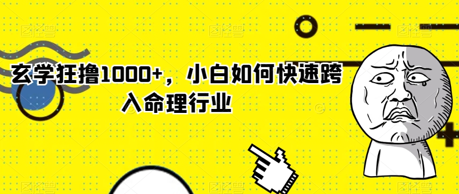 9531-20231219-玄学狂撸1000+，小白如何快速跨入命理行业⭐玄学狂撸1000+，小白如何快速跨入命理行业【揭秘】