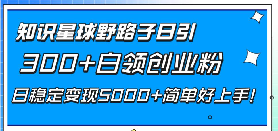 （8315期）A知识星球引流创业粉⭐知识星球野路子日引300 白领创业粉，日稳定变现5000 简单好上手！