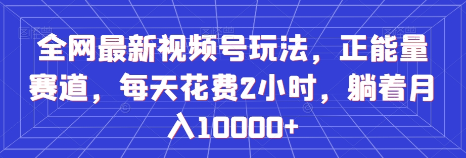 9587-20231222-全网最新视频号玩法，正能量赛道，每天花费2小时，躺着月入10000+【揭秘】