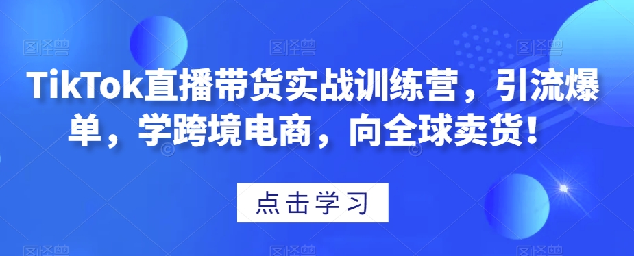 9602-20231223-TikTok直播带货实战训练营，引流爆单，学跨境电商，向全球卖货⭐TikTok直播带货实战训练营，引流爆单，学跨境电商，向全球卖货！