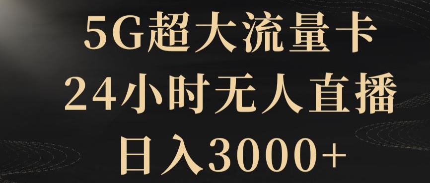 9599-20231223-5G超大流量卡，24小时无人直播，日入3000+【揭秘】