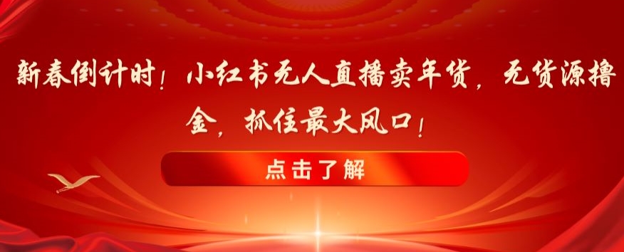 9704-20231230-新春倒计时！小红书无人直播卖年货，无货源撸金，抓住最大风口【揭秘】