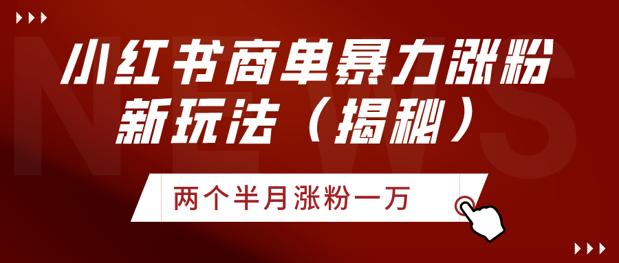 小红书商单暴力涨粉新玩法 两个半月涨粉一万（揭秘）